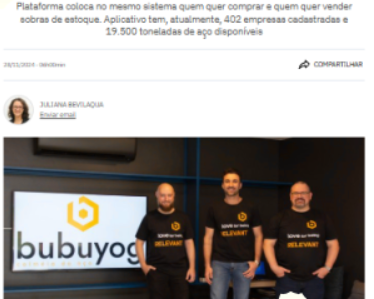 GZH - Plataforma coloca no mesmo sistema quem quer comprar e quem quer vender sobras de aço